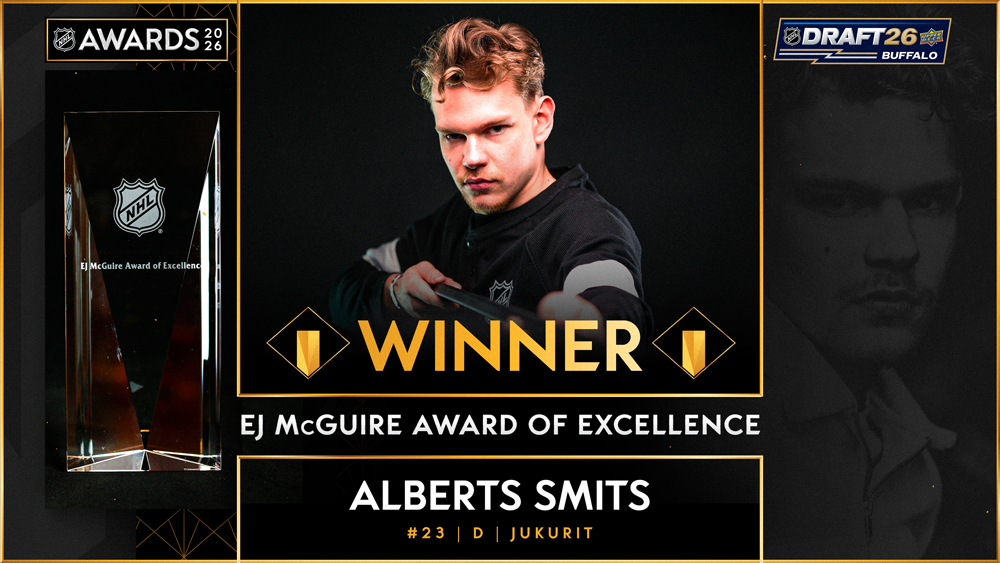 Alberts Smits Earns 2026 E.J. McGuire Award, Eyes Historic NHL Draft