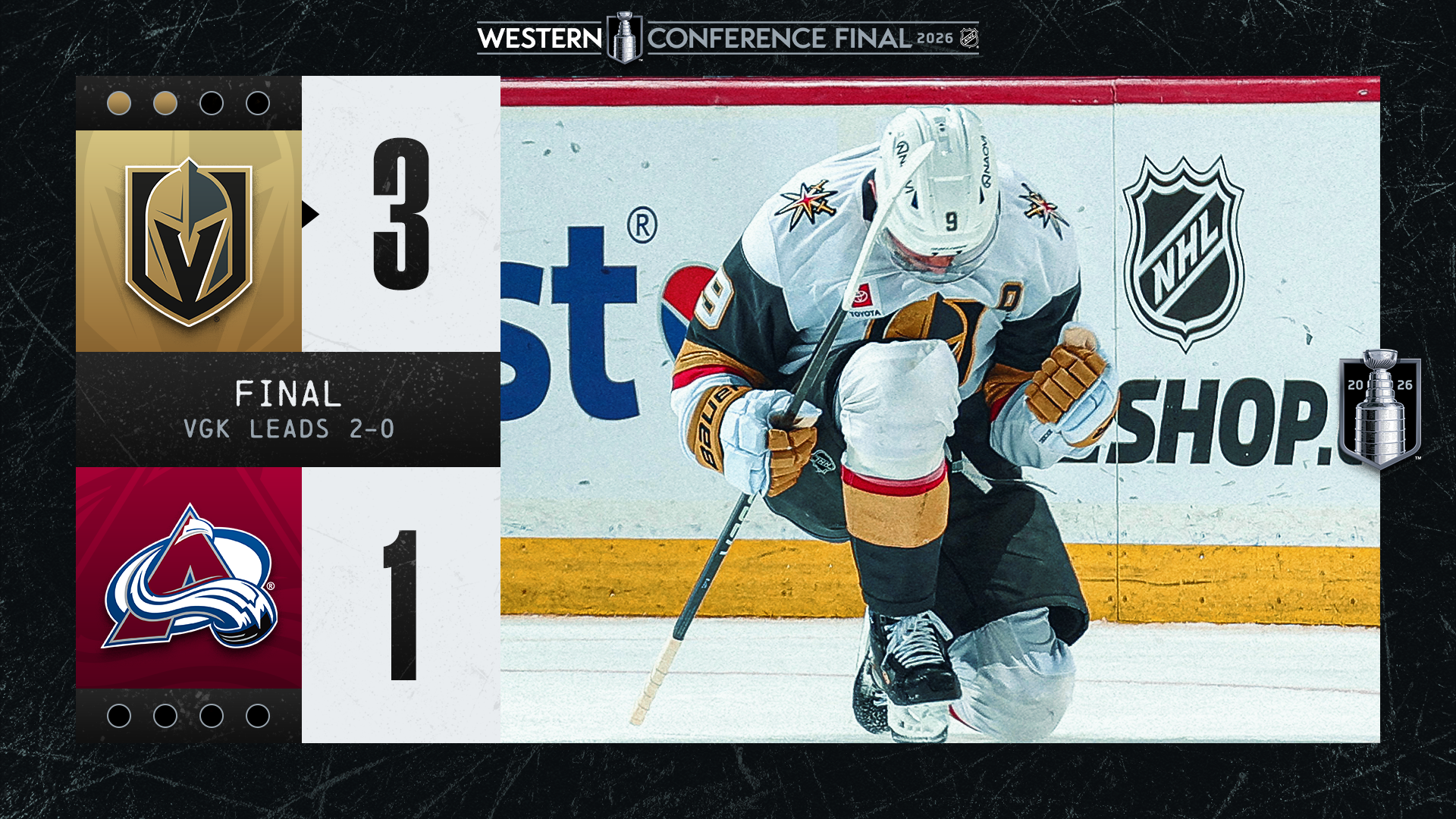 Golden Knights Rally in Third to Take 2-0 Lead Over Avalanche in Western Conference Final