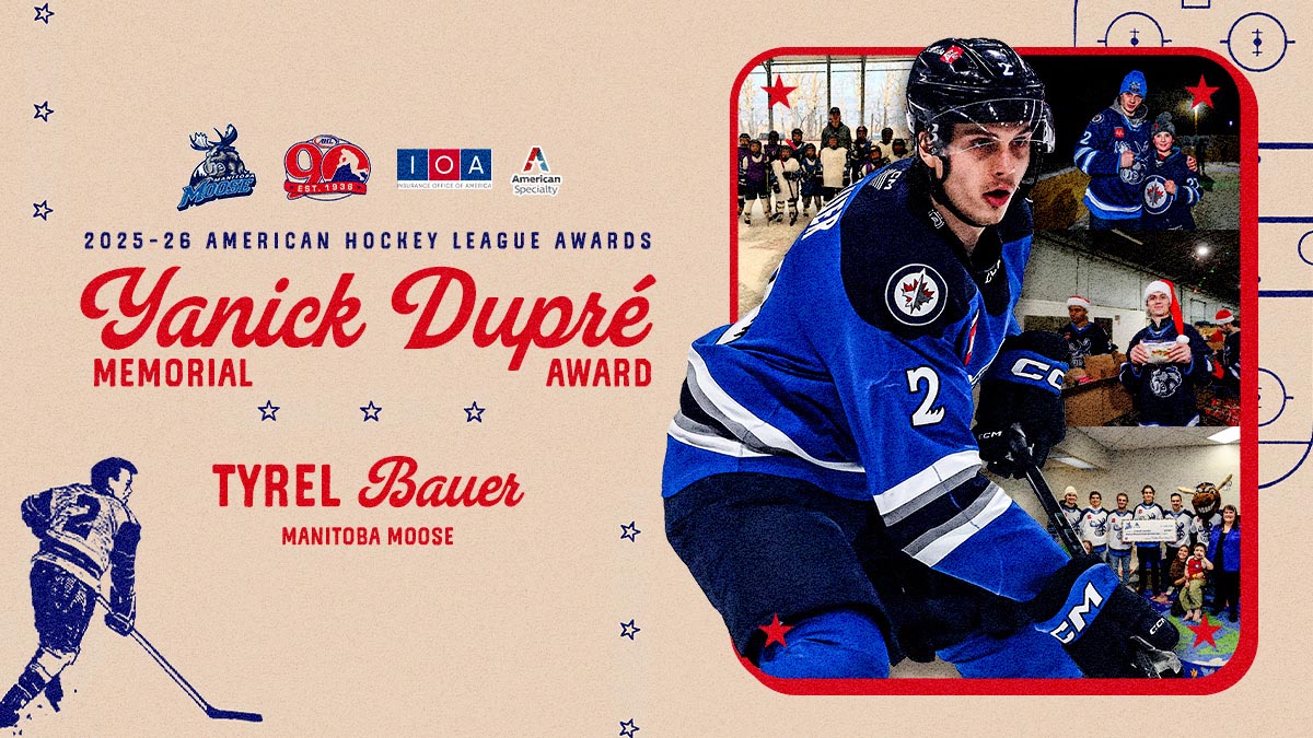 Moose Defenseman Tyrel Bauer Wins AHL Man of the Year Award